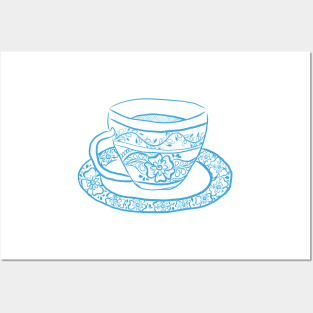 Intricate Tea Cup (Sky Blue) Posters and Art